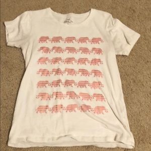 J. Crew Collector Tee with pink and gold elephants